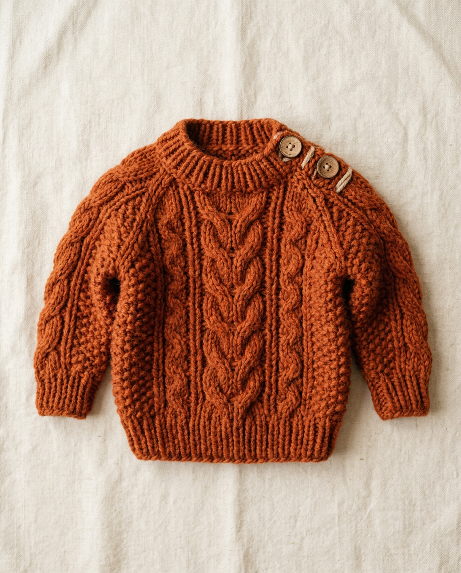 Hand-knit rust sweater